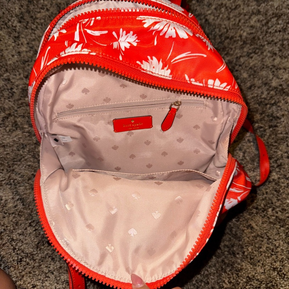 Kate Spade Orange and White Floral Backpack - Picture 4 of 4